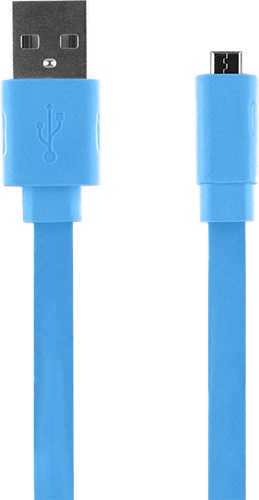 Bigben CABLEFLAT20MICBL - datový plochý kabel s micro USB konektorem 2.1A,  modrý(20cm)