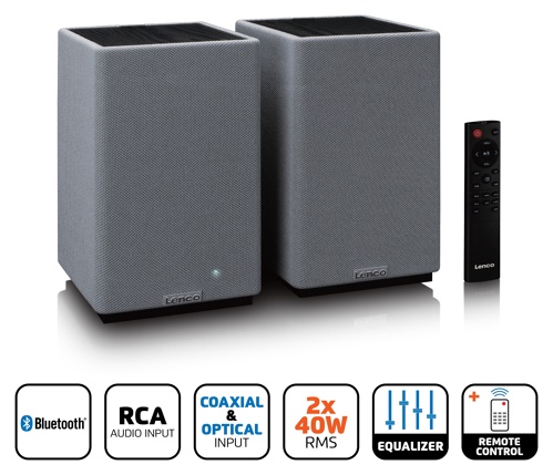 Lenco SPB-240BKGY - aktivní stereo HiFi reproduktory s BT